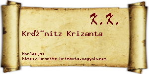 Kránitz Krizanta névjegykártya